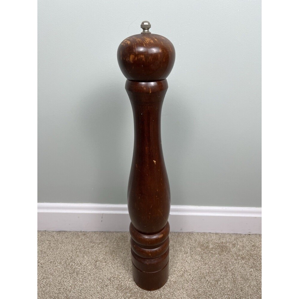 VTG‎ MCM 17.5” H Large Wood Pepper Grinder Mill Traditional Style Walnut Finish